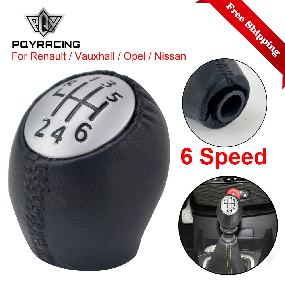 6 Speed PU Leather Gear Shift Shifter Knob Lever Stick for Renault Megane Clio Laguna Scenic For Vauxhall Opel