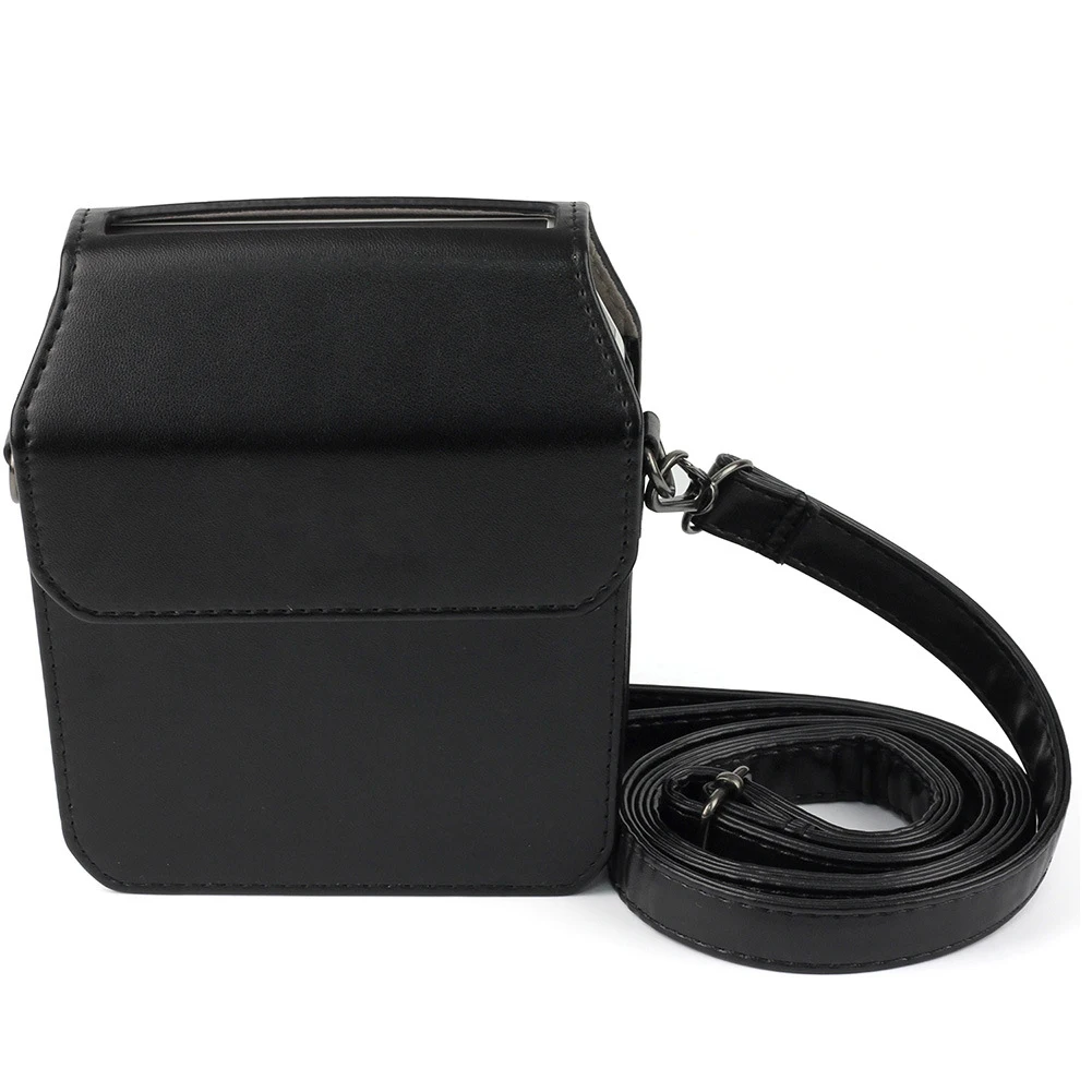 Портативный защитный чехол Модная камера смартфон принтер из искусственной кожи магнитное закрытие хранения сумка регулируемый ремень - Цвет: Черный