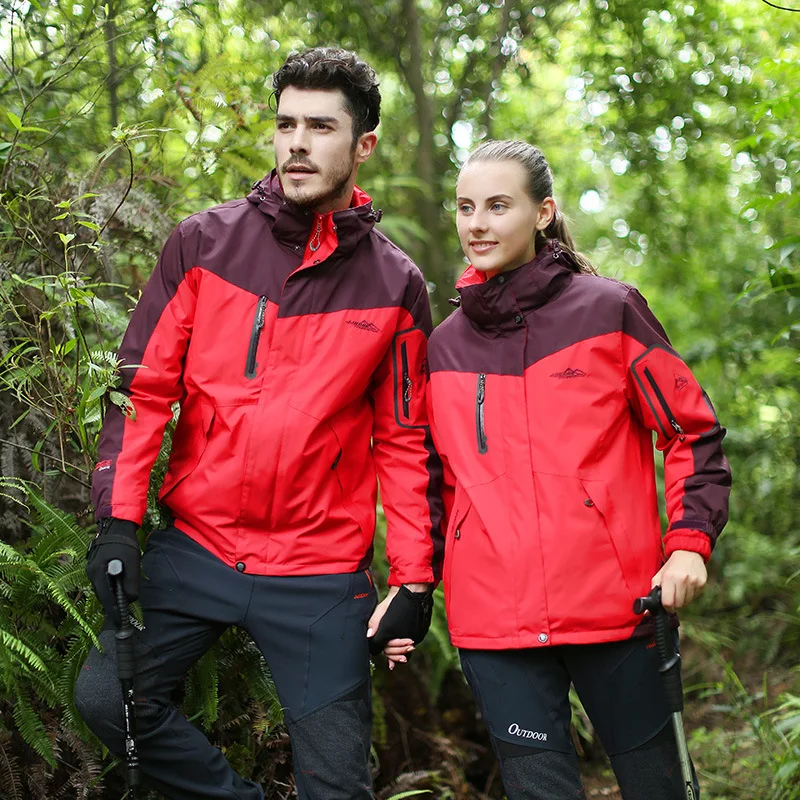 Mannen Vrouwen 3 in 1 Outdoor Wandelen Jas Effen Kleur Thermische Fleece Innerlijke Waterdichte Windjack Wandelen Trekking Jas Mannen Vrouwen 3 in 1 Outdoor Wandelen Jas Effen Kleur Thermische Fleece Innerlijke Waterdichte Windjack Wandelen Trekking Jas