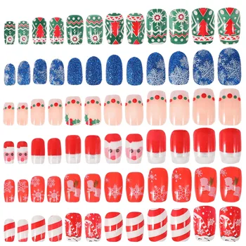 

72Pcs Fake Nails Nail Art Exquisite Christmas Festival Adorable Holiday Nail Tip Manicure Nail Wrap