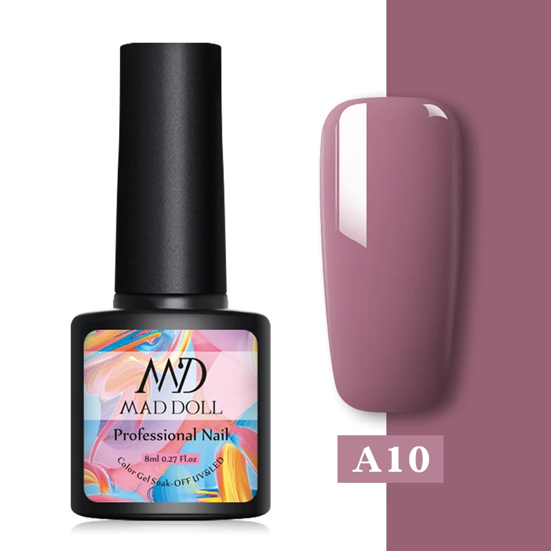A10 MAD DOLL, 8 мл, УФ-гель для ногтей, розовое золото, блестки, блестки, замачиваются, УФ Гель-лак, Цветной Гель-лак для ногтей, сделай сам, лак для ногтей - Цвет: A10