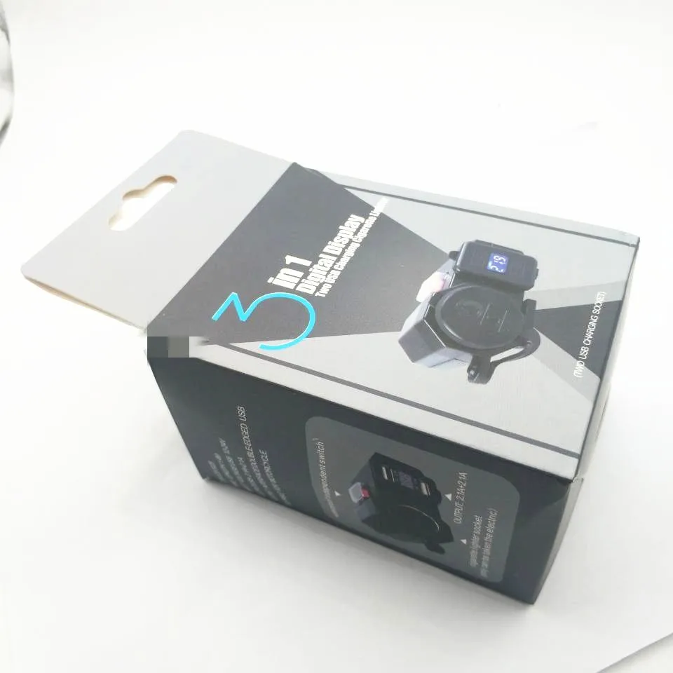 Двойной USB зарядное устройство прикуриватель розетка 3 в 1 цифровой дисплей светодиодный вольтметр мотоцикл мобильный телефон быстрое зарядное устройство