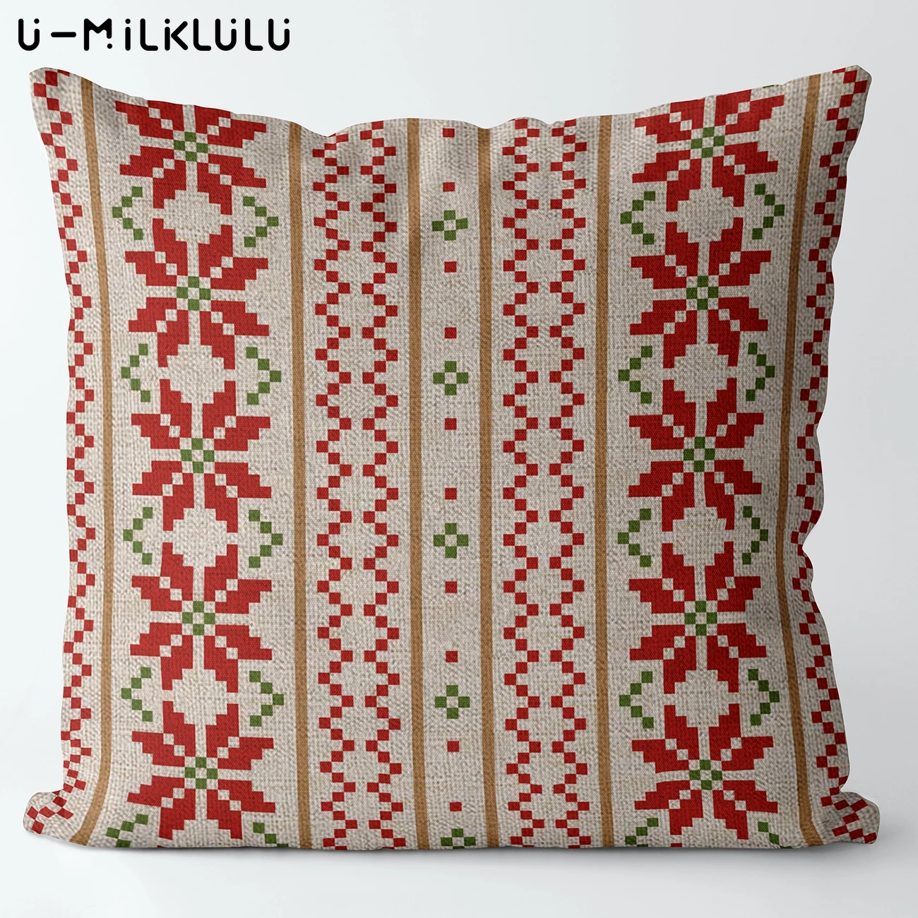 thumbnail image 1 of Funda de almohada con decoración navideña, funda de almohada roja y verde con cuadrícula, decoración otoñal de 45 x 45, 40 x 40 para sofá, silla, coche, cojín de lino, 1 of 5