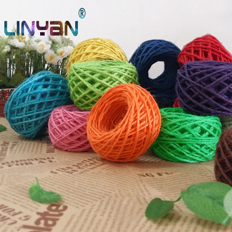 Hilo de cáñamo para decorar, cuerda de cáñamo de colores, para trabajos hechos a mano, hilo de lino teñido Natural para ganchillo, 10 bolas x 25M, ZL5247|thread bar|thread rackthread type -