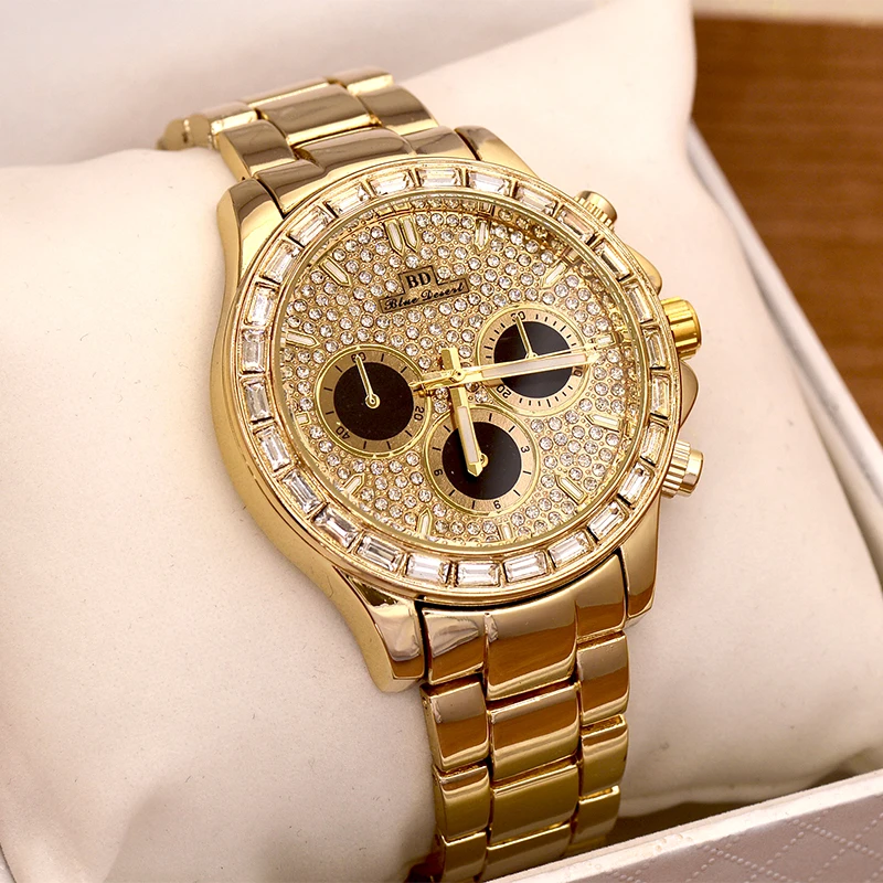 Роскошные брендовые дизайнерские кварцевые с бриллиантами часы мужские часы со льдом ААА водонепроницаемые наручные часы с кожаным ремешком