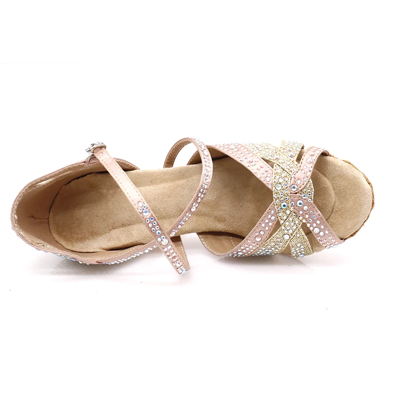 Samisoler Glitter Rhinestone Latin Dance Shoes Women Satin Salsa Dancing Shoes For Woman Tango Jazz Ballroom dance shoes women