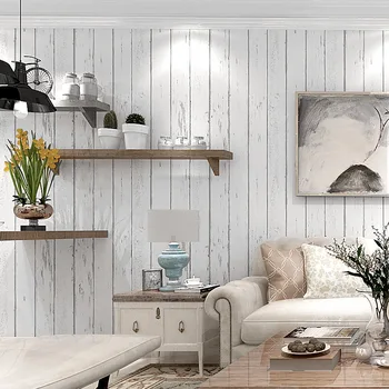 

WallpaperWhite Striped Retro Mediterranean Style Nostalgic Woking Nonwoven Fabric Wallpaper Bedroom Living Room Background Wall