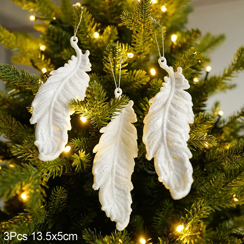 White Foam Feathers Christmas Tree Hanging Pendant Christmas Drop Ornaments  Decorations For Home Kerst Decoratie 2023 Decor - AliExpress