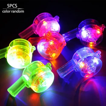 

5pcs Concerts Holiday Glow Whistle Plastic Shine Camping Bars Night Clubs Fun Toy Party Favors