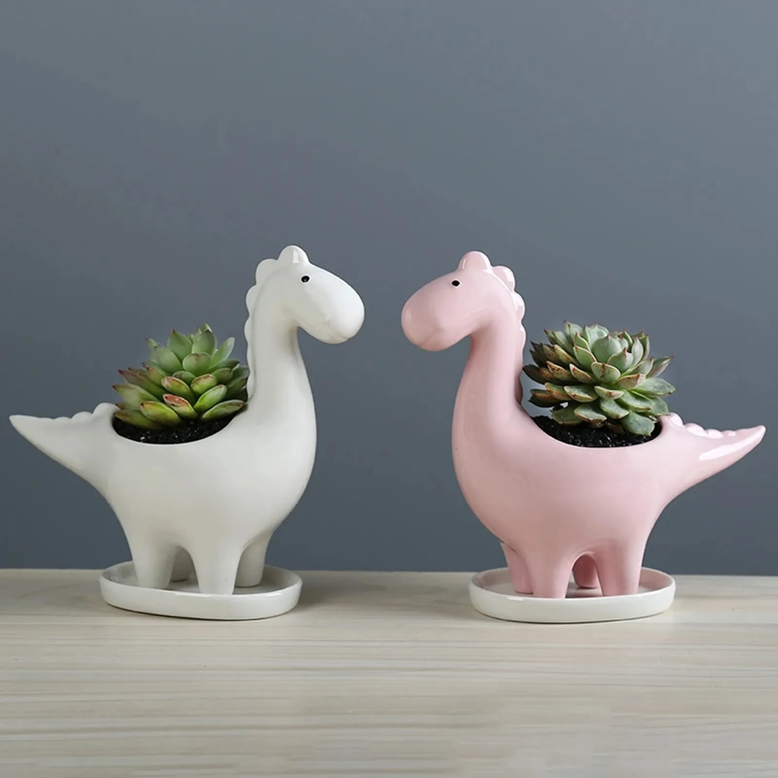 Creative Animal Ceramics Flowerpot Succulents Planter Water Planting Container Little Dinosaur Decorative Pot Desktop Ornament | Дом и сад
