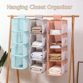

Closet Hanging Organizer Washable Wardrobe Cabinet Hanging Clothes Storage Shelves Home Foldable Hanging Closet Cubby Pocket