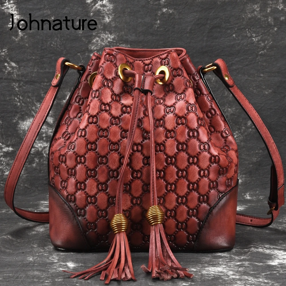 Johnature 2019 Nieuwe Damestassen Emmer Echt Lederen Vintage Brief String Koeienhuid Schouder & Crossbody Tassen Mode Tas Johnature 2019 Nieuwe Damestassen Emmer Echt Lederen Vintage Brief String Koeienhuid Schouder & Crossbody Tassen Mode Tas
