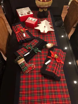 

Runner table cloth with plaid pattern christmas christmas newyear special scottish design and 100% cotton