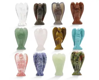 

12Pcs/Set Real Crystal Stone Angel Stone Furnishing, Lucky Angel Animal Fortune Feng Shui Statue Figurine AS20