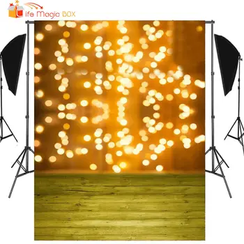 

LIFE MAGIC BOX Christmas Village Lights Backdrops Wood Photography Props Retro Bridal Shower Birthday Photo Studio Background