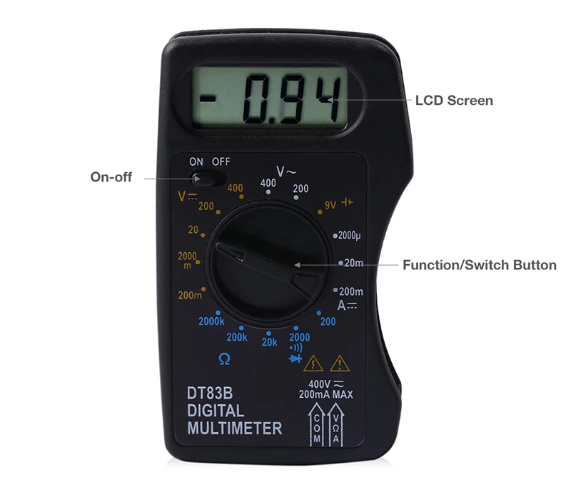 DT83B цифровой мультиметр Ручной Тестер AC/DC измеритель напряжения Карманный мультиметр современный Омметр токовые клещи Тестер