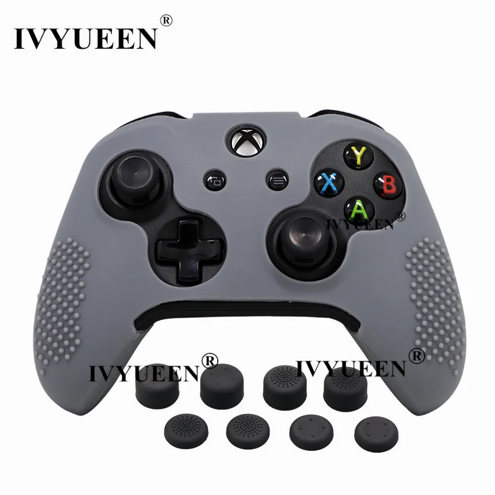 Силиконовый чехол IVYUEEN 9 в 1 для Xbox One X S с контроллером+ 8 аналоговых джойстиков для джойстика X Box One X Slim - Цвет: Серый