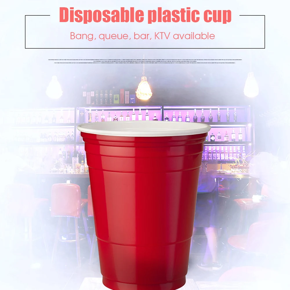 

50Pcs/Set 450ml Red Disposable Plastic Cup Party Cup Bar Restaurant Supplies Drinking Cups Washable Perfect Funny Beer Games