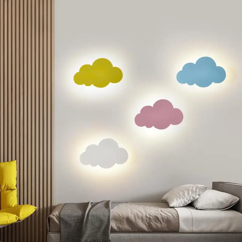 

Children's Room Bedroom LED Wall Lamp Cloud Decoration Lighting Simple Modern Girl Cartoon Nordic Macaron Bedside Lamp