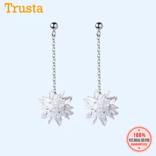 Trustdavis, Настоящее серебро 925 пробы, сладкие, ослепительные, ледяной кристалл, цветок, серьги-гвоздики для женщин, свадебные ювелирные изделия, подарок DS2183