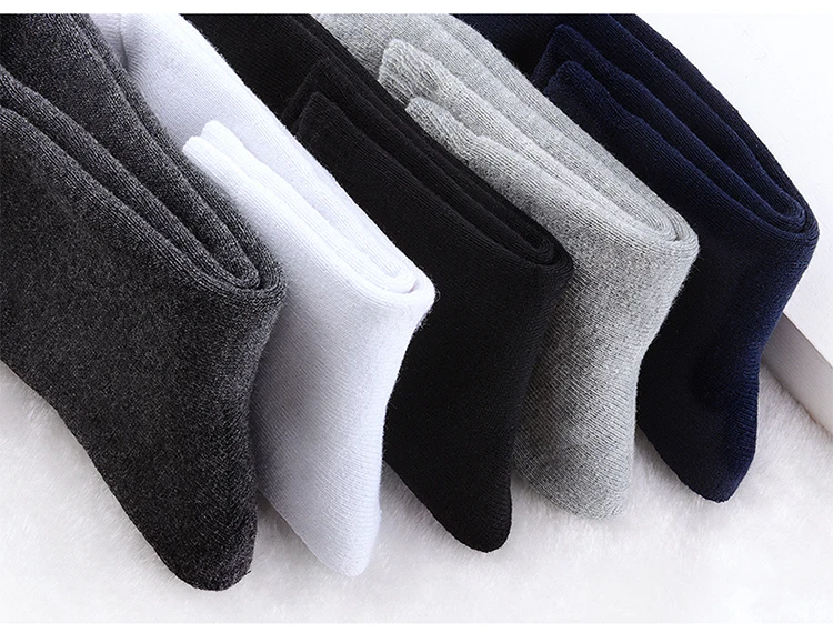 Autumn Winter Men's Warm Wool Socks Cotton Harajuku High Quality Black gray Casual Tube Men Dress Socks for men gift 5Pair