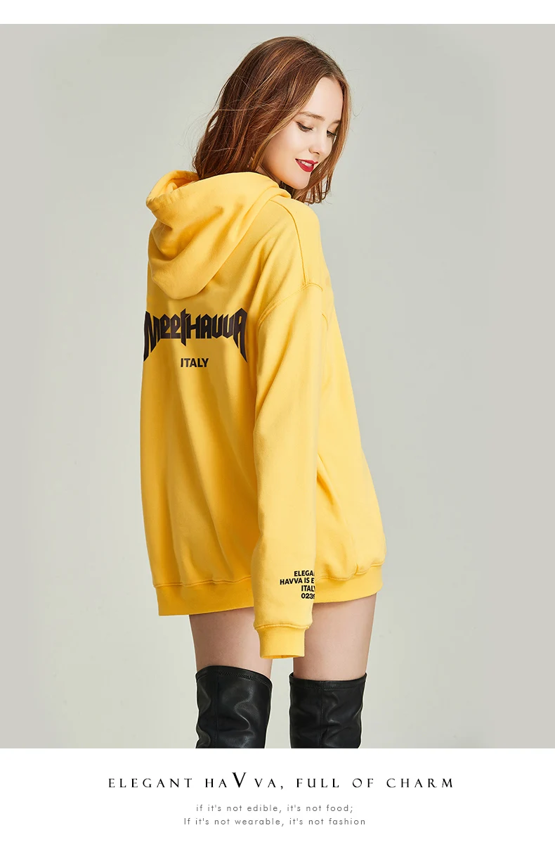 HAVVA autumn and winter new fashion hooded cotton pullover loose jumper women V31340