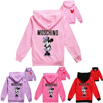 

Disney Mickey Mouse Sweatshirts Girl Hoodie Minnie Pullovers Autumn Cartoon Zipper Jacket Streetwear Tops Hooded Sweatshirt Gift