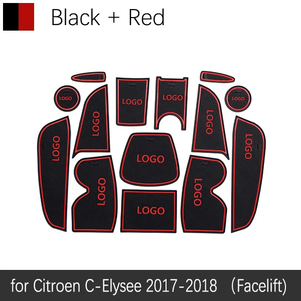 Противоскользящий резиновый подстаканник для Citroen C-Elysee C Elysee CElysee аксессуары для подтяжки лица автомобильные наклейки 14 шт - Название цвета: Red