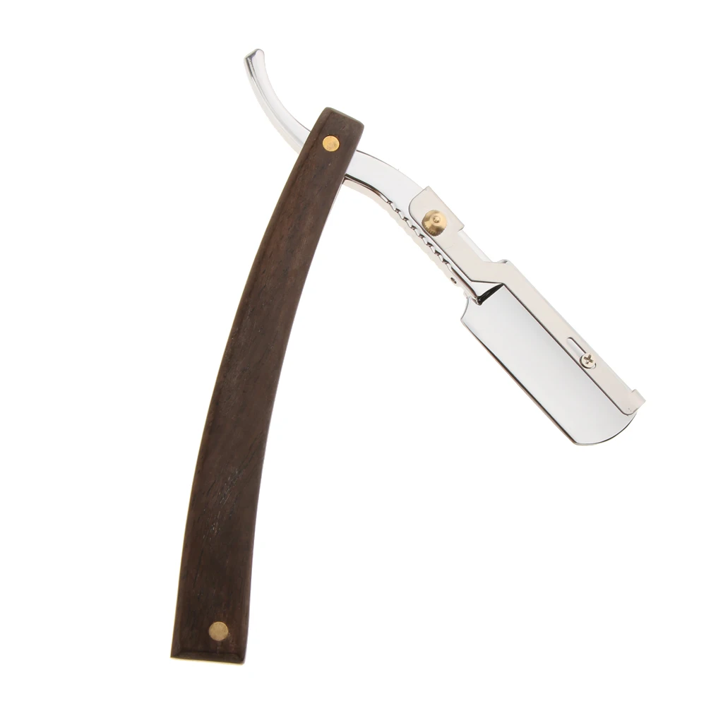 Stainless Steel Wood Handle Men`s Hair Removal Straight Razor Cut Throat
