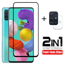 Protecteur d'écran 2 en 1, en verre trempé pour objectif d'appareil photo, pour Samsung A51 A71 A50 A30 A51 A31 A21s