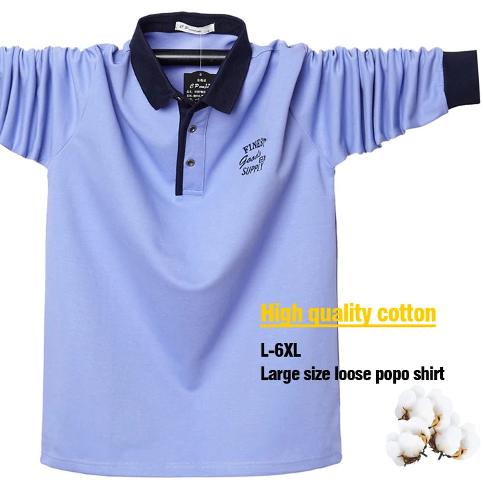 Осенняя Новая мужская Свободная деловая рубашка поло с длинными рукавами Повседневная Хлопковая мужская рубашка-поло с буквенным принтом плюс размер 4xl 5xl 6xl