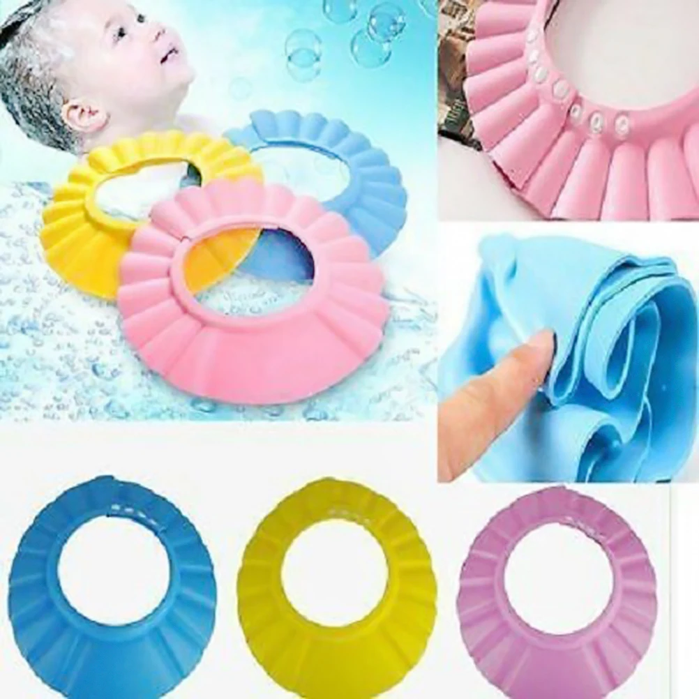 Bath Wash Hair Cap Ear Protection Children Shampoo Cap Shower Caps Baby Shower Shield Hat Safe Soft Hat Adjustable