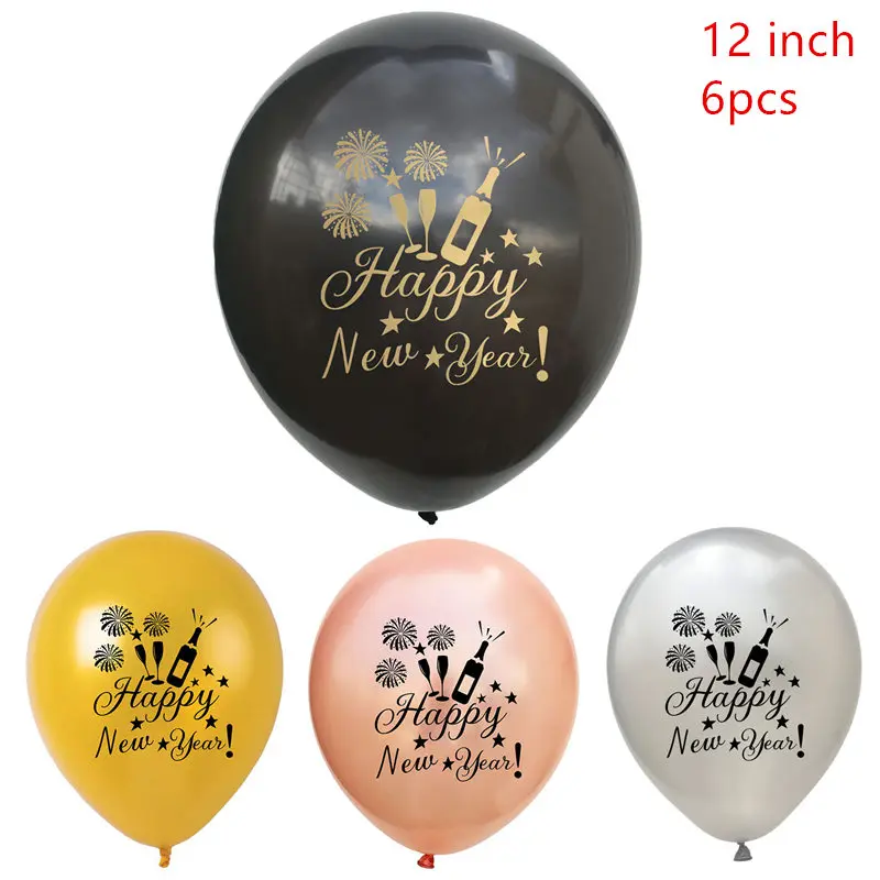 Новогодние фольгированные шары, бутылка, радужные шары, новогодние украшения, черная звезда, испанский год, вечерние гелиевые шары - Цвет: mix latex 6pcs
