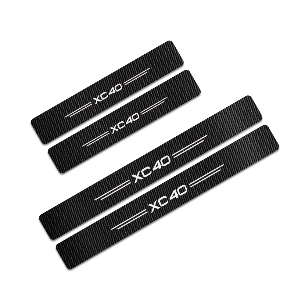 4PCS Car Stickers For Volvo S60 XC90 V40 V50 V60 S60 S90 V90 XC60 XC40 AWD T6 Auto Door Threshold Carbon Protector Accessories - Название цвета: XC40