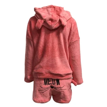 

Women Pajama Sets Autumn winter Flannel Cartoon Warm Pyjamas Women Homewear Animal Sleepwear Cat female pajama