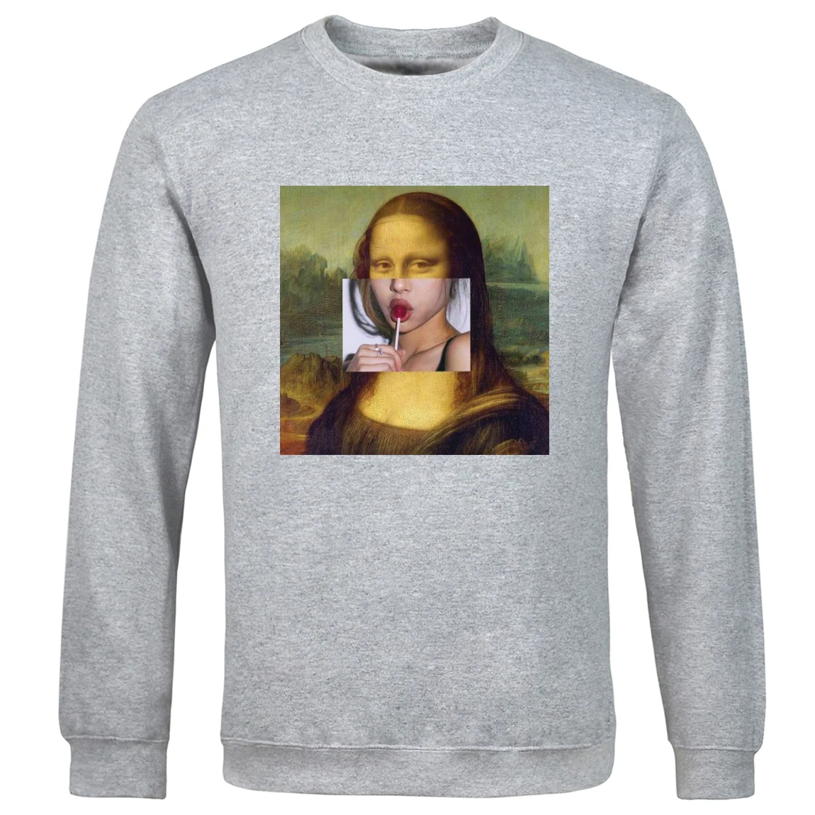 solid color 2020 New male Sweatshirts Hip Hop Harajuku Streetwear clothing Leisure Funny Mona Lisa Tumblr spring autumn hoodies | Мужская