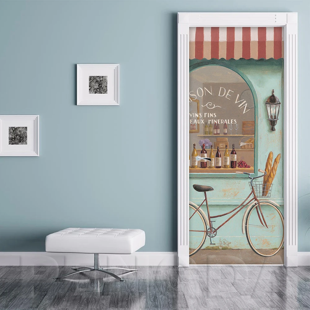 

3D Step Door Sticker New Decals Mural DIY Self Adhesive Waterproof Bike Paris Tower Wallpaper Poster For Home Decor Renovation