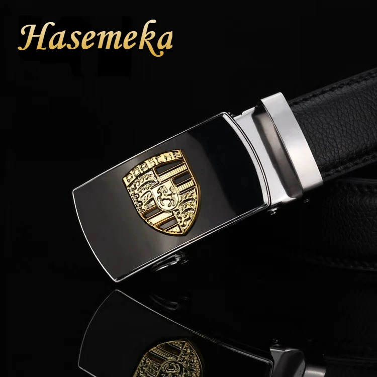 New Men Belt Male Genuine Leather Strap Belts For Men Top Quality Automatic Buckle black Belts Cummerbunds cinturon hombre - Цвет: P
