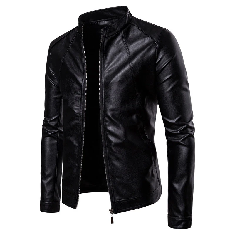 Slim Winter Leather Jacket Men Biker Black Fashion Men Jacket Autumn Faux Leather Jackets Male Coats Brand Clothing