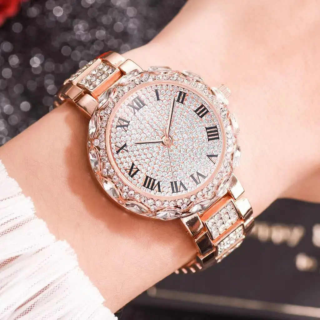 

New Fashion Sparking Rhinestone Women Quartz Watch Luxury Brand High Quality Roman Numerals Dress Wristwatch Relogio Feminino