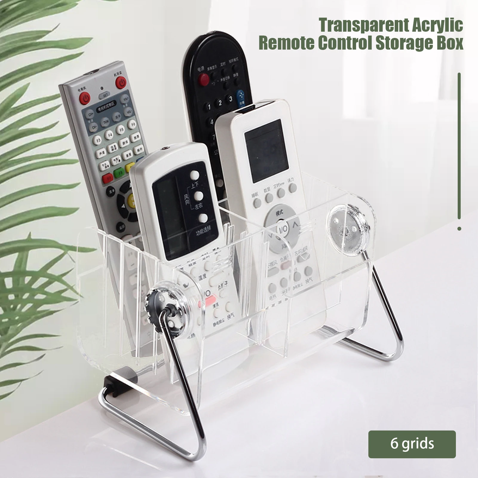 

Behogar 6-Slot 360-Degree Rotation Clear Acrylic Desktop Remote Control Mobile Phone Cosmetic Storage Box Holder Organizer Caddy