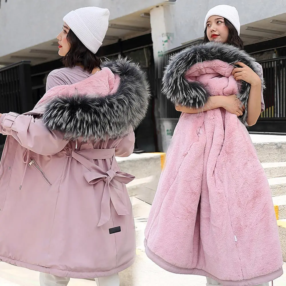 Down Coats New Arrival 2021 Women Winter Jacket Hooded Fur Collar Female Long Winter Coat Parkas With Fur Lining long puffer coat womens Coats & Jackets