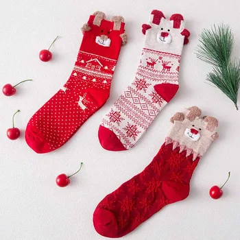 

Fashion Christmas Socks Women Cotton Christmas Socks Cute Snowflake Socks Casual Socks Home Floor Socks Calcetines Mujer