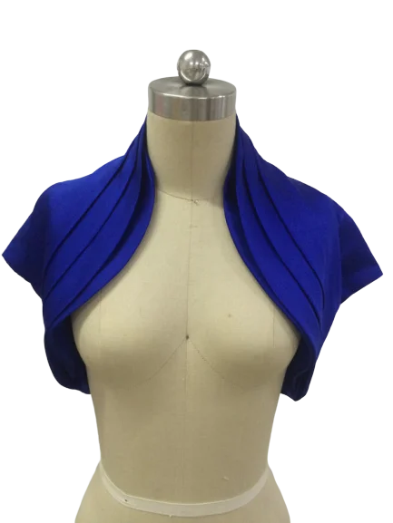 

Royal Blue Satin Bolero/Shrug/Cropped Jacket/Stole/Shawl/Wrap 3/4 Wedding