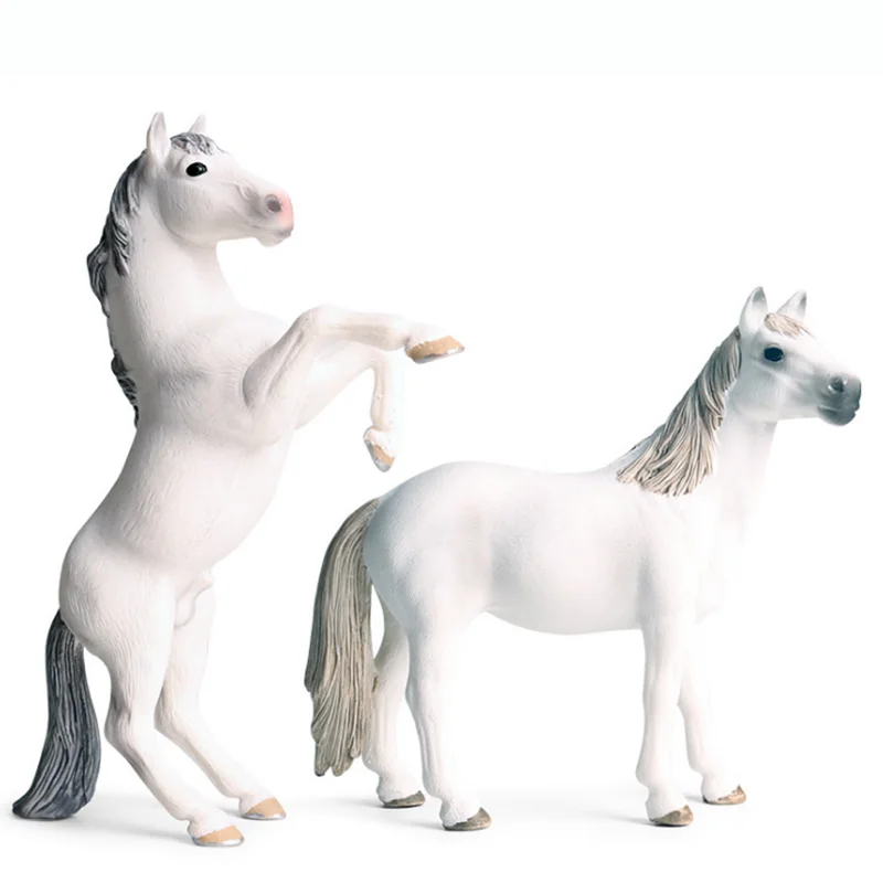 Белая лошадь модель фигурку Диких Животных Фигурки Коллекция ПВХ детям