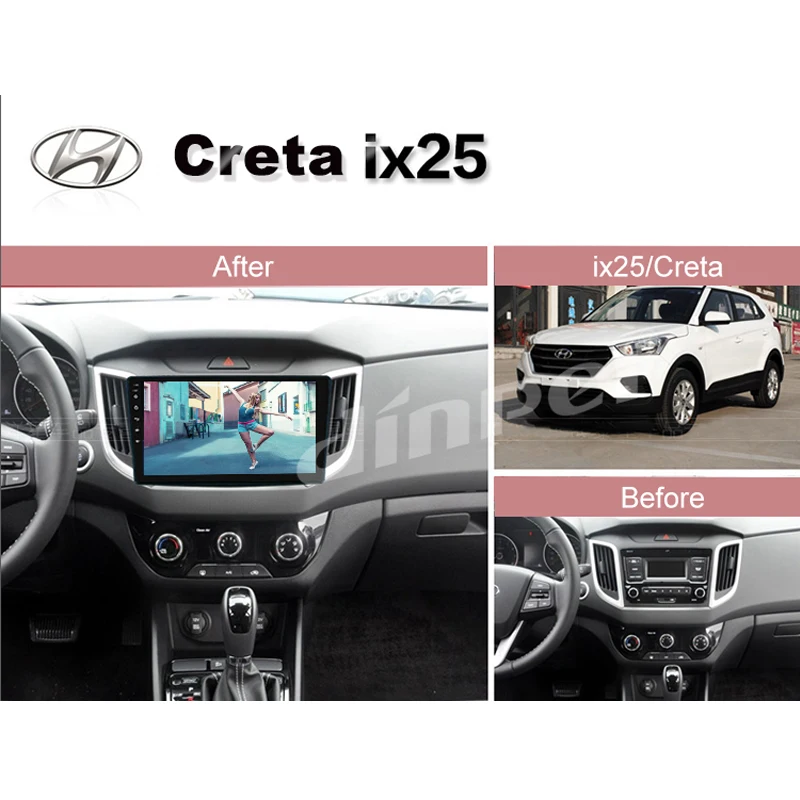 Perfect Dinpei PX6 4+64G Android 9.0 GPS Car Multimedia Player For Hyundai Creta ix25 2014 2015-2017 Navi Radio 4K Video MP5 wifi no dvd 2