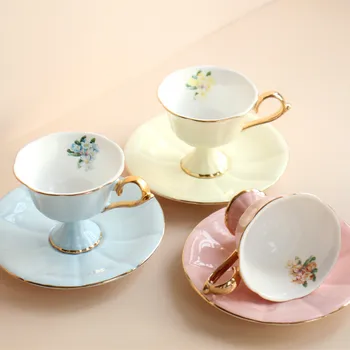 

Nordic Luxury Cup Creative Simple High Quality Handmade Ceramics Saucer Set Gold Rim Utensil Cup Xicara Home Drinkware DB60BD