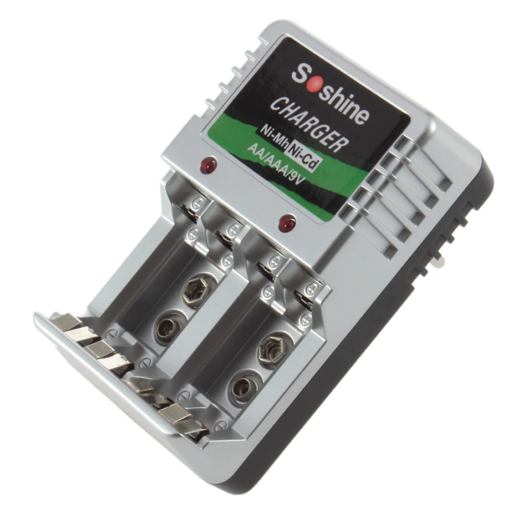 Зарядное устройство с двусторонней зарядной индикацией для AA/AAA/9V/Ni-MH/Ni-Cd аккумуляторной батареи Зарядное устройство с двусторонней зарядной индикацией для AA/AAA/9V/Ni-MH/Ni-Cd аккумуляторной батареи