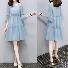 

3Colors Maternity Dresses Chiffon Boat Neck Patchwork Pregnancy Casual Dress Women Elegant Comfortable Splicing Maternity Gown