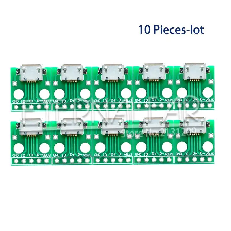 MK5P MICRO USB к DIP адаптер 5pin гнездовой разъем типа B PCB конвертер Макет мини USB-01 коммутационная плата SMT материнское сиденье - Цвет: 10 Pieces-lot